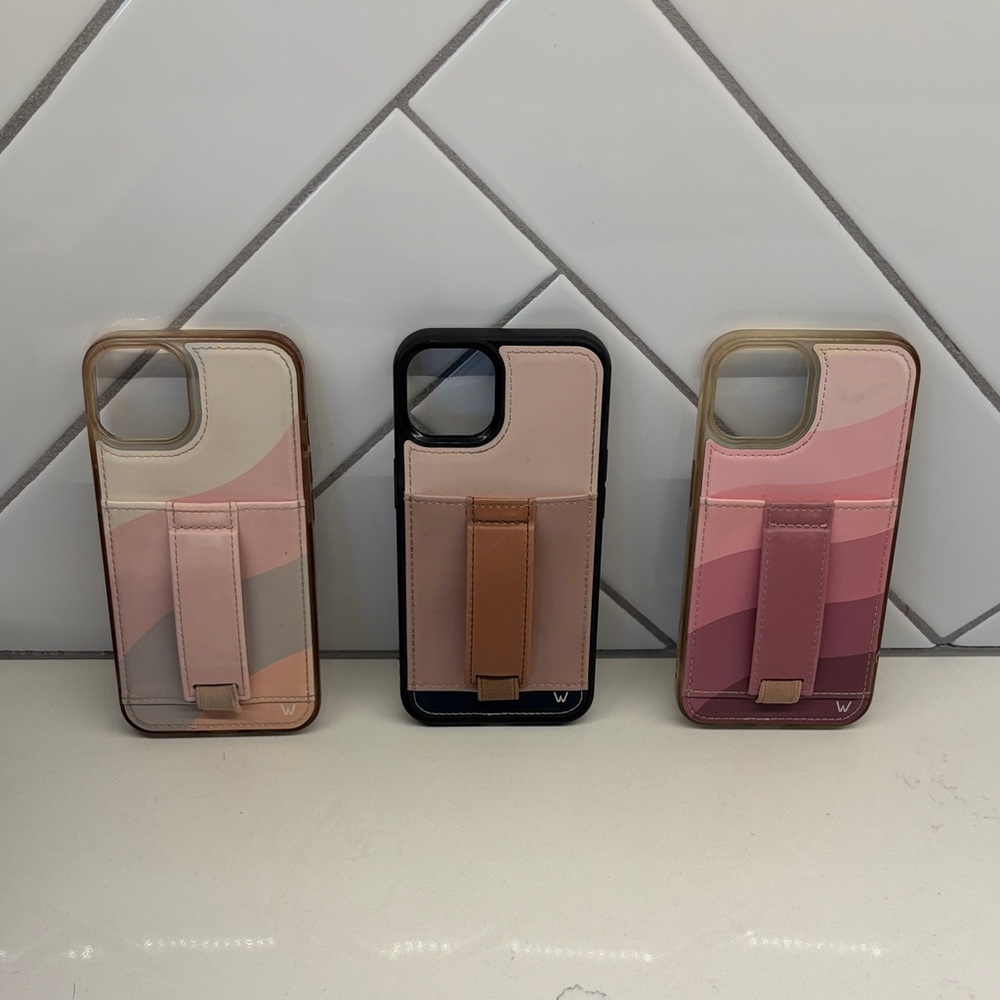 Stylish Phone Case with Stand - Pink, Tan, Black